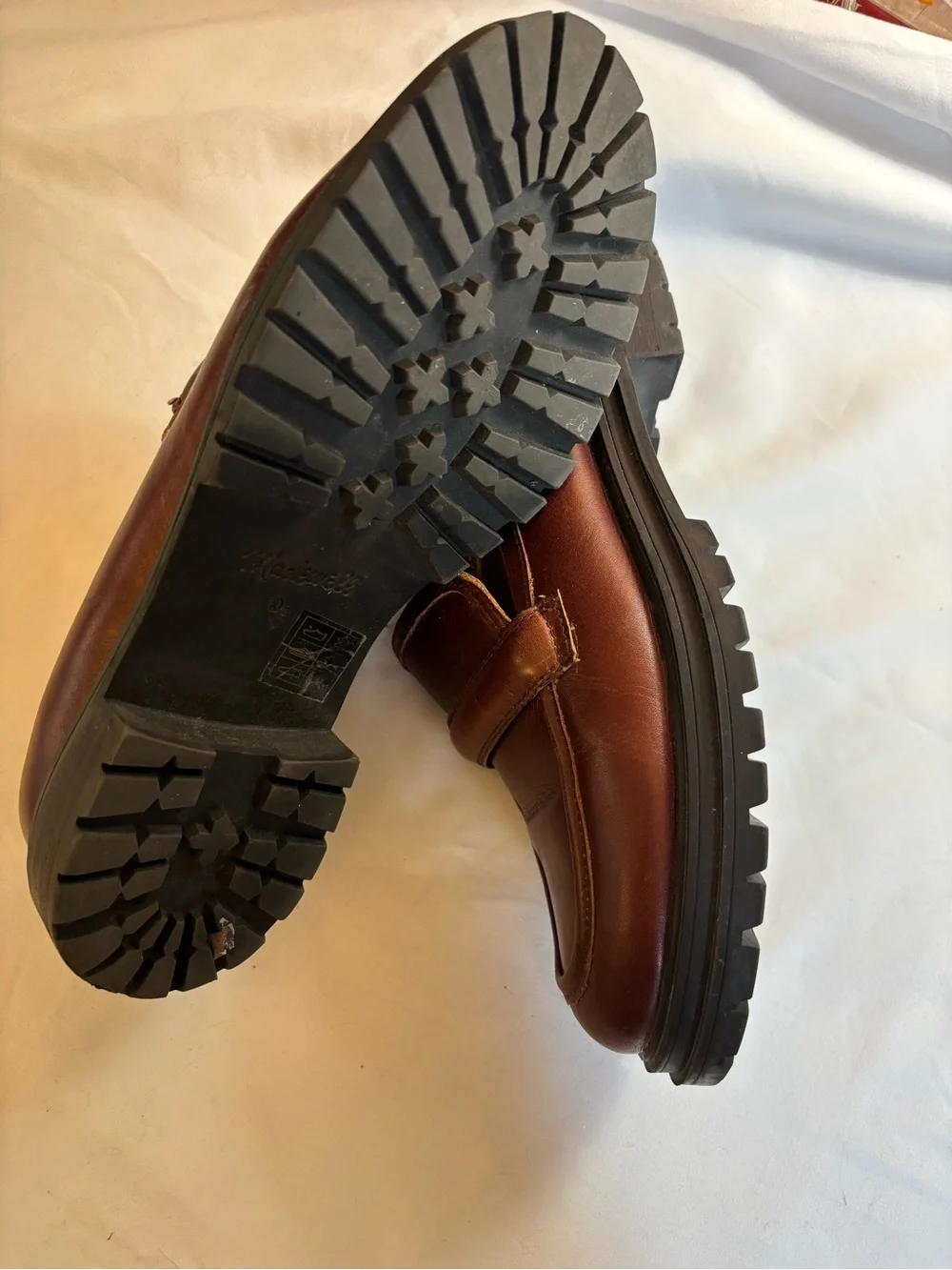 Madewell Bradley Chestnut Leather Lug Sole Slip-On Loafers